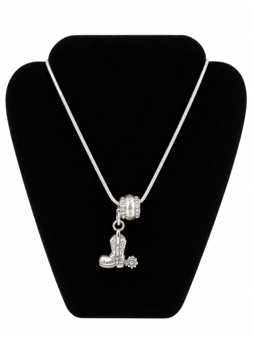 Silver Tone Cowboy Boot Charm Necklace – Y2K Western Style - Picture 1 of 4